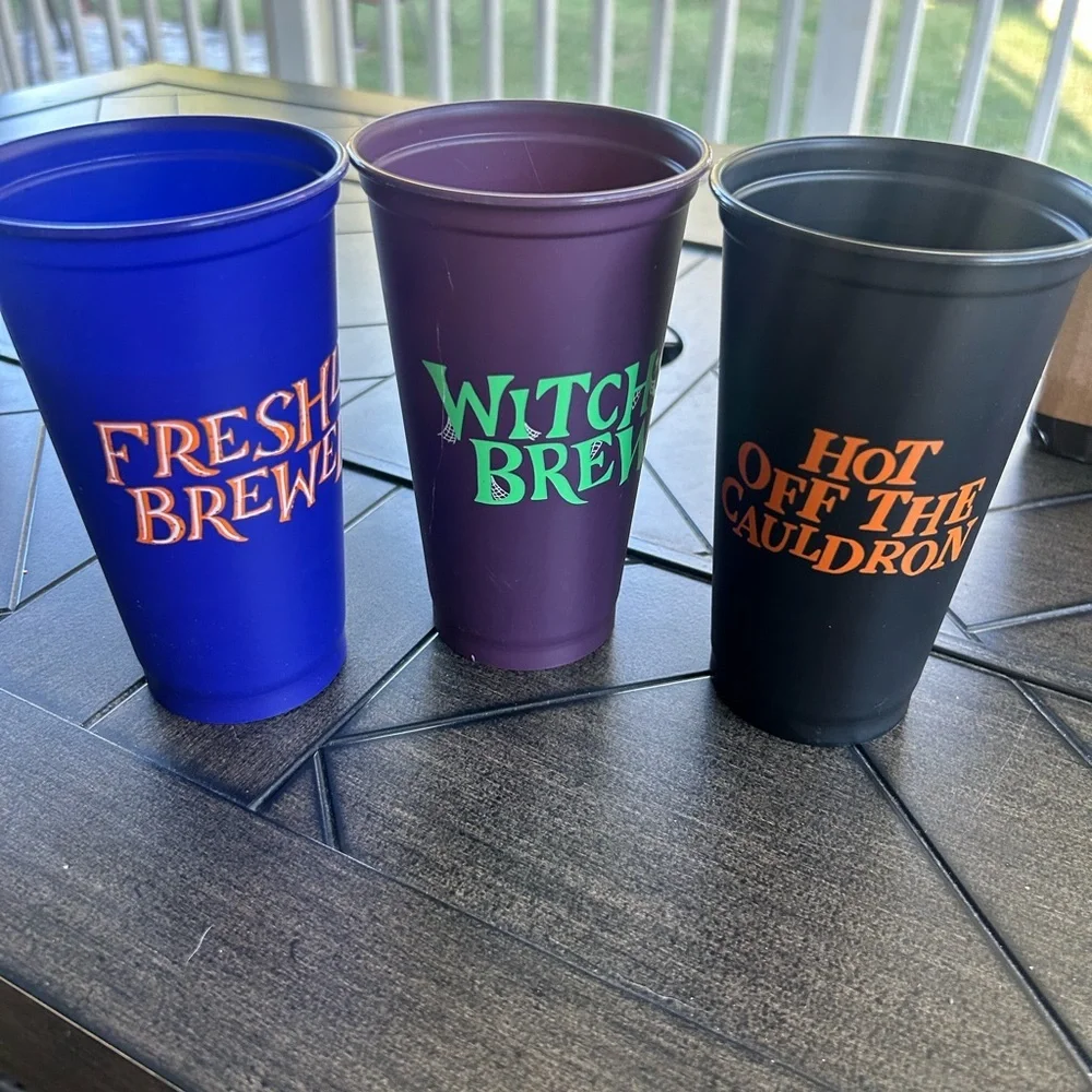 Starbucks set of collectible reusable drinking cups Halloween 2013 glow in dark